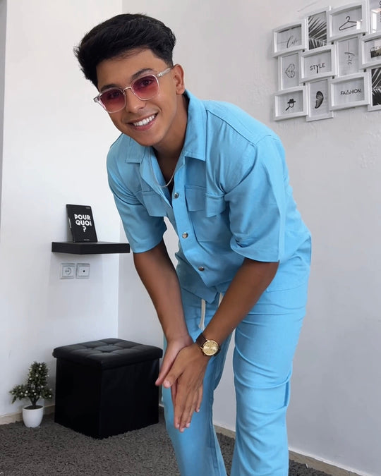 chemise en lin - bleu