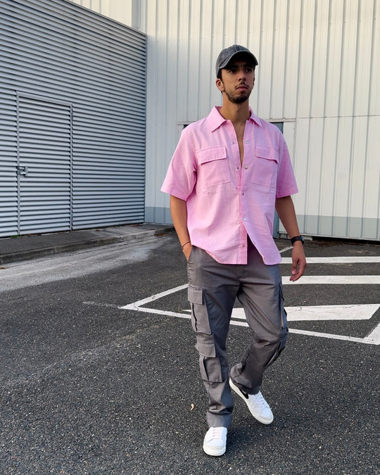 chemise en lin - rose